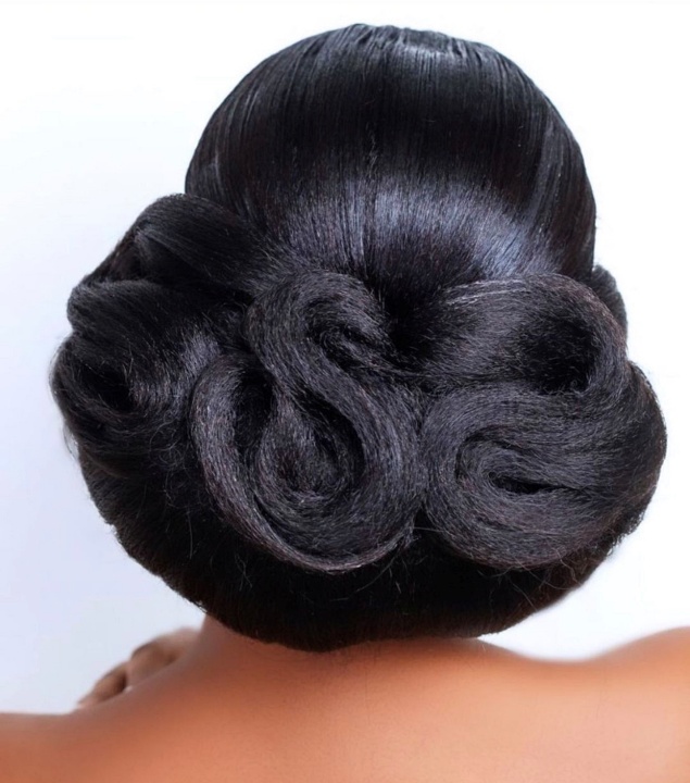 HairGuruStudios-Black Bridal wedding up-do hairstyle -OmaStyle Bride