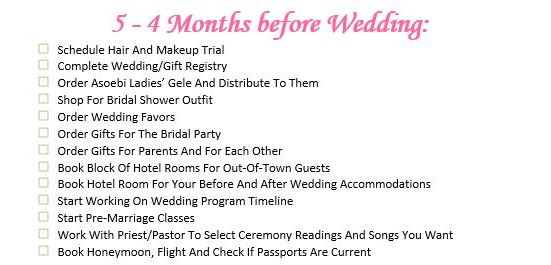 Nigerian wedding planning checklist