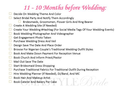 Nigerian wedding planning checklist