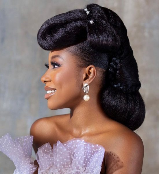 HairGuruStudios - Black Bridal wedding up-do hairstyle -OmaStyle Bride
