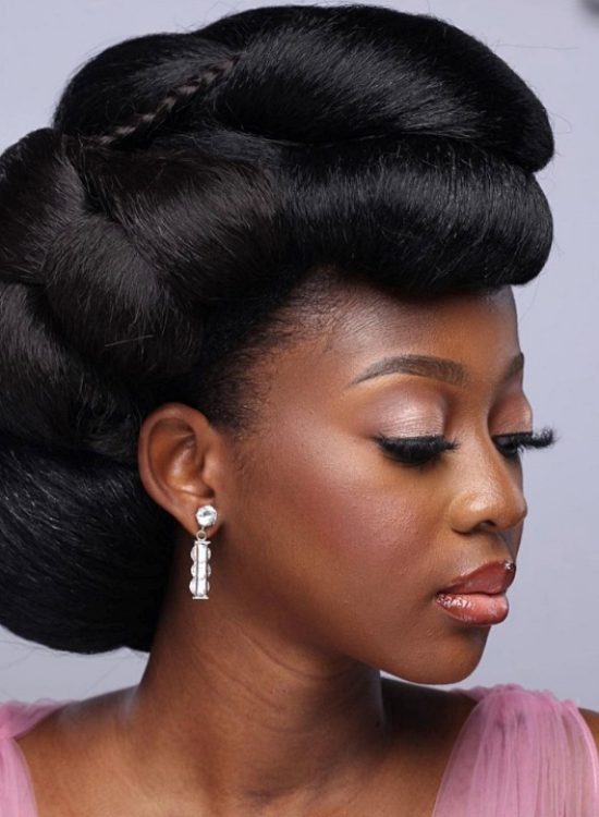 HairGuruStudios-TBlack Bridal wedding up-do hairstyle -OmaStyle Bride