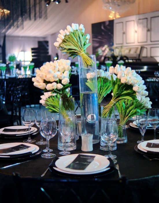 Nini & Tolu white wedding reception decor